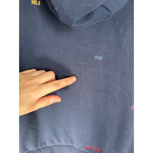 Marine‎ Layer Signature Zip Hoodie Navy Blue Hello Embroidery Medium - Picture 8 of 9